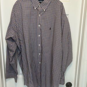 Ralph Lauren Blue and Pink Casual Button Down Shirt